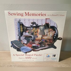 SunsOut 1000 Piece Special Shaped Jigsaw Puzzle "Sewing Memories" Russell Cobane